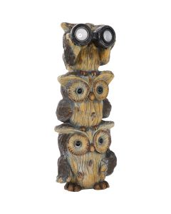 Alpine 25 In. H. Solar 3-Owl Statue with LED Binoculars