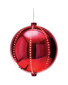 Alpine 13 In. LED 240-Bulb Red Christmas Ball with Chasing LED Lights