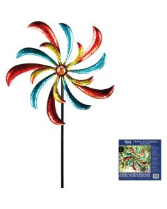 Alpine Jeweled Colorful Metal Blade Windmill Spinner Garden Stake