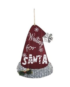 Alpine 1 In. W. x 28 In. H. x 15 In. L. Festive Hanging Santa Claus Hat Wood Wall Decoration