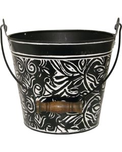 Robert Allen Vintage 8 In. Charcoal Banded Galvanized Metal Planter