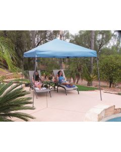 Crown Shade 10 Ft. x 10 Ft. Dark Gray Steel Slant Leg Frame with Pale Blue Canopy