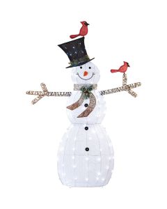 Alpine 86 In. Cool White LED Mesh Cloth Snowman Lighted Decoration