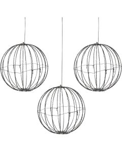 Alpine 8 In. Foldable Metal Sphere Warm White LED Christmas Ornament (3-Pack)