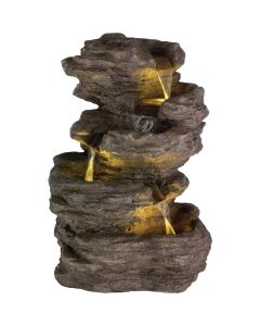 Lumineo 14.8 In. W. x 21.3 In. H. x 13 In. L. Glassfiber Reinforced Concrete Rock Waterfall Fountain