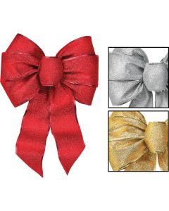 Holiday Trims 7-Loop 8-1/2 In. W. x 14 In. L. Assorted Glitter Christmas Bow