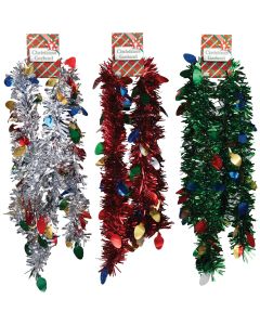 F C Young 8 Ft. Die-Cut Jumbo Colored Garland Assortment with Bulbs