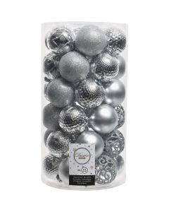 Decoris 2.4 In. Shatterproof Silver Bauble Christmas Ornament (37-Pack)