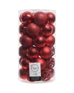 Decoris 2.4 In. Shatterproof Christmas Red Bauble Christmas Ornament (37-Pack)