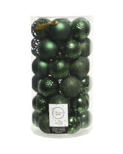 Decoris 2.4 In. Shatterproof Pine Green Bauble Christmas Ornament (37-Pack)