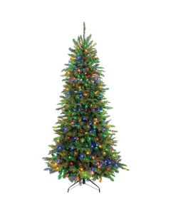 Canyon Road 7.5 Ft. Pine 550-Bulb Multi LED Hinged Prelit Artificial Christmas Tree