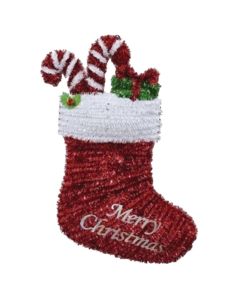 Youngcraft 22 In. Tinsel 2-Dimensional Christmas Stocking Holiday Decoration