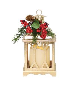 Gabriella 9 In. H. Metal Lantern with LED Candle & Arrangement