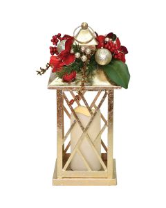 Gabriella 15 In. H. Metal Lantern with LED Candle & Arrangement