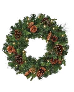 Clayton 24 In. 35-Bulb Warm White LED Prelit Wreath