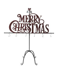 6-Stocking Metal Free-Standing Merry Christmas Stocking Holder