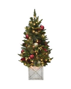 Cranborne 4 Ft. Red & Gold Incandescent Prelit Front Door Christmas Tree