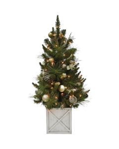 Farleigh 4.5 Ft. Silver & Gold Incandescent Prelit Front Door Christmas Tree