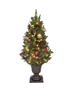 Sutton 4 Ft. Red & Gold Incandescent Prelit Front Door Christmas Tree