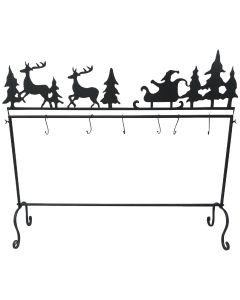 6-Stocking Metal Free-Standing Santa & Reindeer Stocking Holder