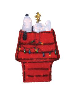 Peanuts 26 In. LED Snoopy & Woodstock on Doghouse Holiday Figure