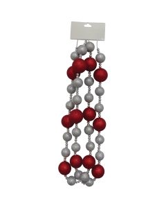 Youngcraft 6 Ft. Silver & Red Glitter Ball Garland