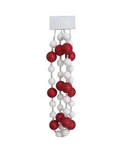 Youngcraft 6 Ft. White & Red Glitter Ball Garland