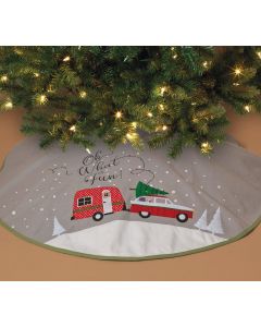 Gerson 48 In. Polyester Oh What Fun Christmas Tree Skirt