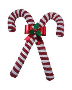 F C Young 15 In. Tinsel Double Candy Cane Holiday Decoration