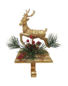 1-Stocking Resin Mantle Gold Blitzen Stocking Holder