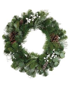 Gerson 24 In. Mixed Pine Artificial Wreath with Berries, Pine Cones, & Cedar