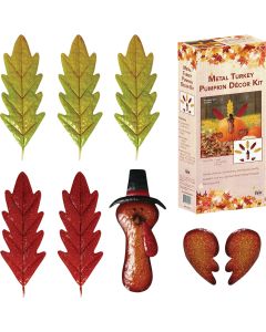 Alpine Metal Leaf Turkey Pumpkin Decoration Kit