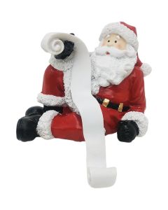 1-Stocking Resin Mantle Santa Checking List Stocking Holder