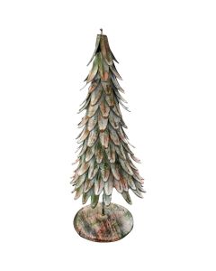 12 In. White Wash Metal Christmas Tree