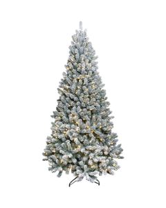 Montana Ridge 7.5 Ft. Flocked Pine 500-Bulb Warm White LED Quick Connect Prelit Artificial Christmas Tree