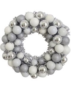 Youngcraft 16 In. Silver & White Shatterproof Ornament Wreath