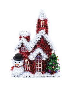 Youngcraft 9.75 In. x 5.5 In. x 12.25 In. Tinsel Church Holiday Decoration