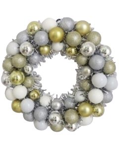 Youngcraft 16 In. Silver, White, & Champagne Shatterproof Ornament Wreath