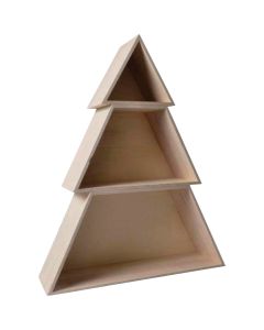 18 In. White Wash Wood Christmas Tree with Shelves