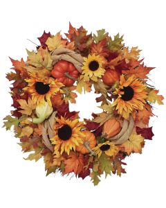 Prairie Sunflowers 24 In. Artificial Harvest Wreath