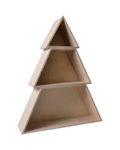 24 In. White Wash Wood Christmas Tree with Shelves