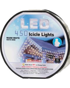 Warm White 450-Bulb 5mm Concave LED Icicle Light Set