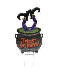 30.7 In. Metal Upside Down Witch's Legs Painted Metal Halloween Yard Stake