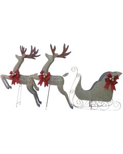 J Hofert 43 In. Deer & 27 In. Sleigh LED Holiday Figure