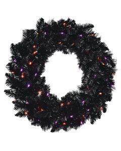 Villisca 24 In. 50-Bulb Orange & Purple Halloween LED Prelit Wreath