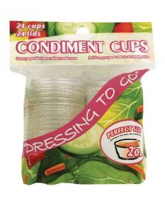 Jacent 2 Oz. Clear Plastic Condiment Cups with Lids (24-Pack)