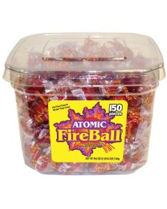 Atomic Fire Ball 0.3 Oz. Individually Wrapped Hot Cinnamon Candy Display (150-Count)