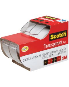 3M Scotch 3/4 In. x 250 In. Transparent Tape (2-Pack)