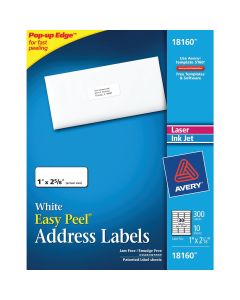 Avery Products Laser & Inkjet 1 In. x 2-5/8 In. White Mailing Labels (300-Pack)