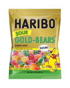 Haribo Gold-Bears Assorted Sour Fruit Flavor 4.5 Oz. Candy